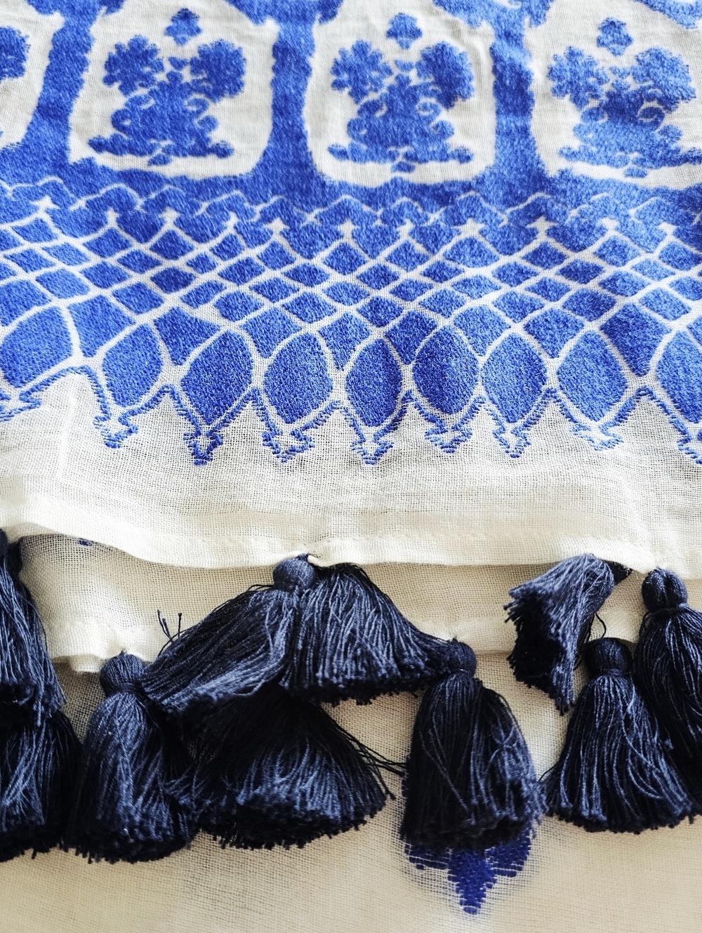 J Crew Blue & White Boho Beach Kimono Cover-Up - Picture 5 of 9